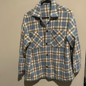 Blue & Tan Plaid Shacket